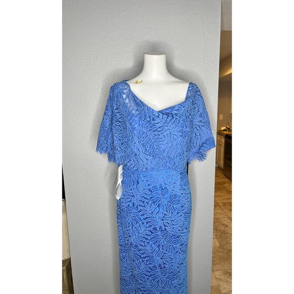 JS Collections Cowl Neck Lace Gown Dress - Picture 5 of 12